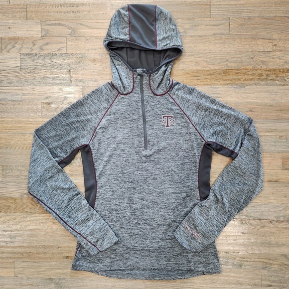 Colosseum Tops - Colosseum Texas A&M Aggies Womens Large Gray Hood Half‎ Zip Pullover Long Sleeve